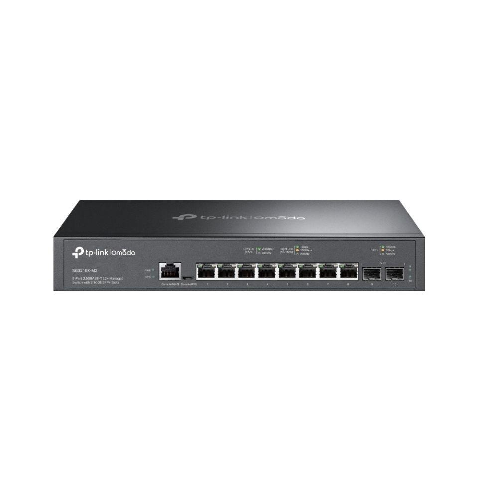TP-Link SG3210X-M2 8 Port 2.5G Switch (2× 10G SFP+, Yönetim, Fansız)