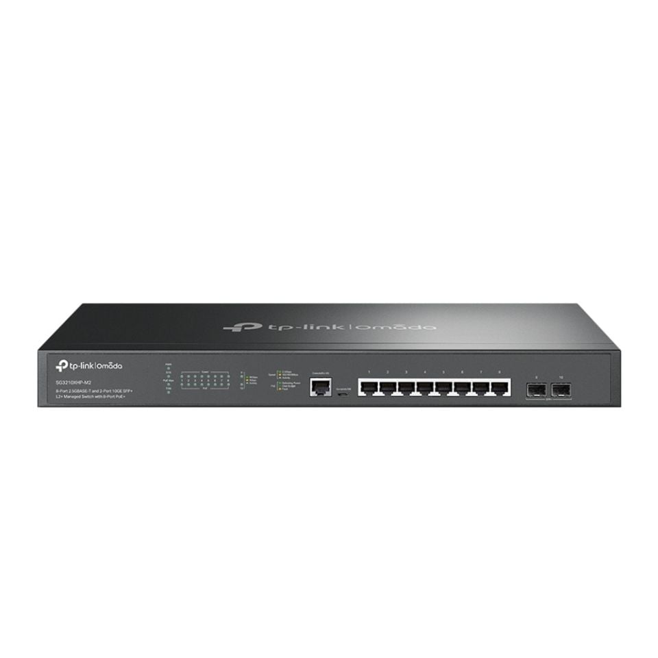TP-Link SG3210XHP-M2 10 Port Switch (8x 2.5G PoE+, Yönetimli, 2x 10GE SFP+)