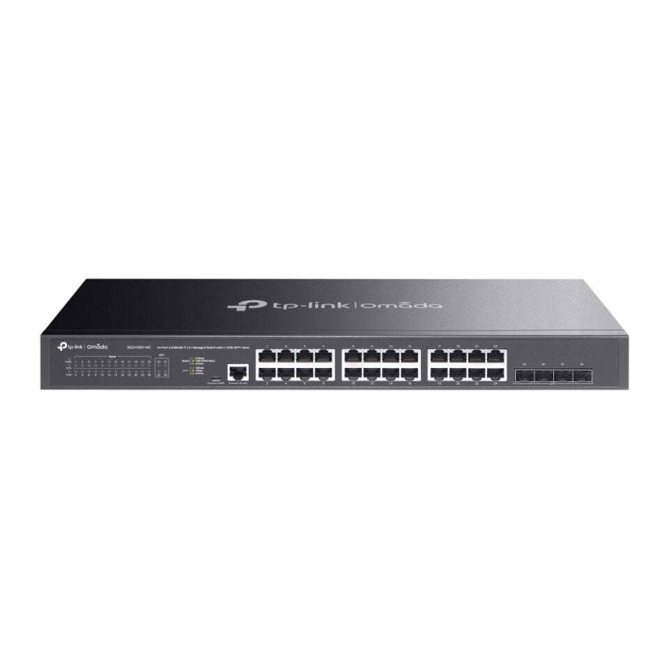 TP-Link SG3428X-M2 24×2.5 Gbps Switch (Yönetimli, 200 Gbps, 4×10 Gbps SFP+)