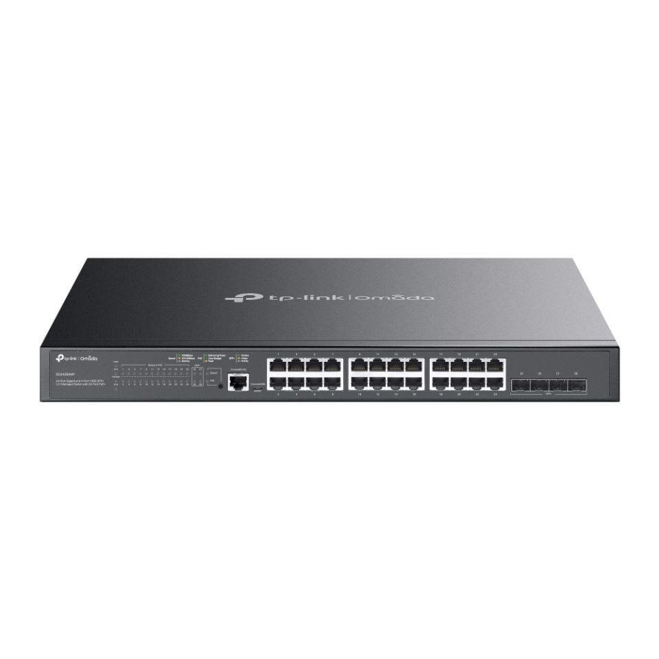 TP-Link SG3428XMP 28 Port Switch, 24x PoE+, Yönetimli, 10GE SFP+ Uplink