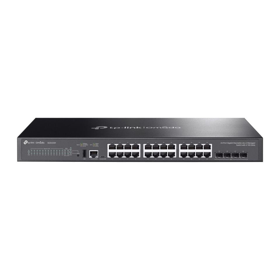 TP-Link SG5428X 24 Port Gigabit Switch (L3 Yönetimli, 4× 10 Gbps SFP+)