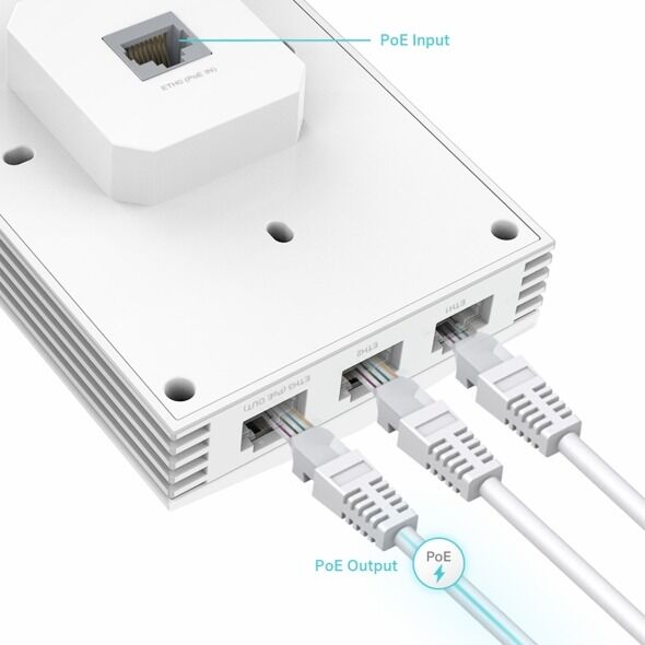 TP-Link AP7650 AX3000 Wall Plate Wi-Fi 6 Access Point (4x Gigabit, 802.3af/at PoE, 100+ Kullanıcı)