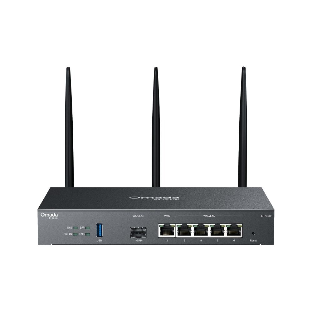 TP-Link ER706W Gateway Router (AX3000 WiFi 6, 1 Gigabit SFP, 5 Gigabit RJ45, USB 3.0, WireGuard VPN, Omada Yönetim)