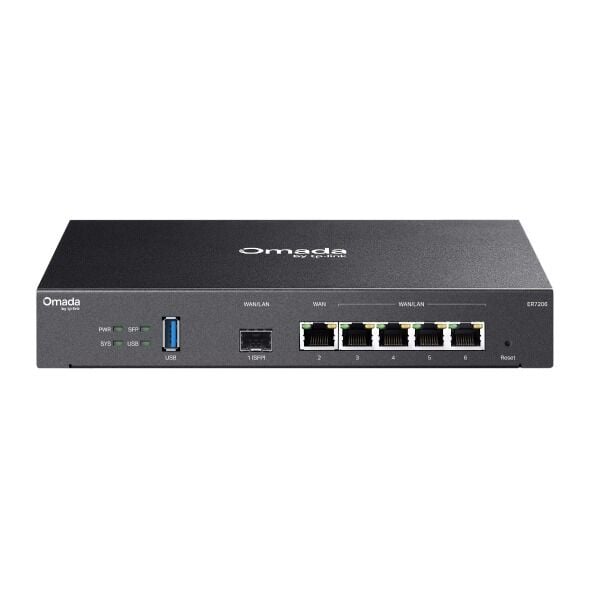 TP-Link ER7206 Gateway Router (1 Gigabit SFP WAN, 1 Gigabit RJ45 WAN, 2 Gigabit RJ45 WAN/LAN, 2 Gigabit LAN, 100 IPsec VPN Tüneli, Omada SDN)