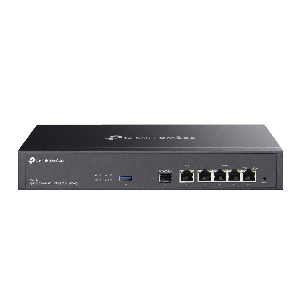 TP-Link ER7406 Omada Gateway Router (1x SFP WAN/LAN, 1x Gigabit WAN, 4x Gigabit WAN/LAN, 1x USB3.0, Çoklu VPN)