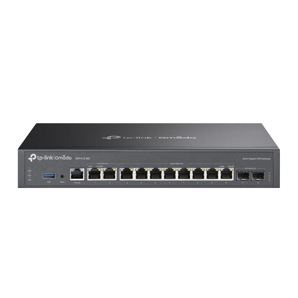 TP-Link ER7412-M2 Omada Multi-Gigabit VPN Gateway Router (2× 2.5G WAN/LAN, 10× Gigabit WAN/LAN, VPN, Omada SDN)