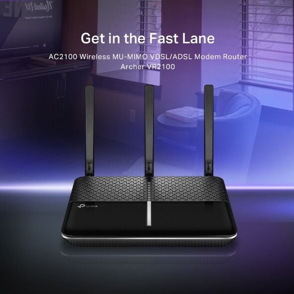 TP-Link ARCHER-VR2100 AC2100 Wi-Fi/DSL Router (1733 Mbps + 300 Mbps, 4× Gigabit Port, USB 3.0, OneMesh, Telefoni)