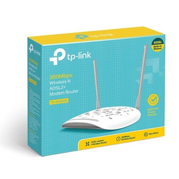 TP-Link TD-W8961N 300 Mbps Kablosuz N ADSL2+ Modem Router (4x 10/100 Mbps LAN, 1x RJ11 DSL, WPS)