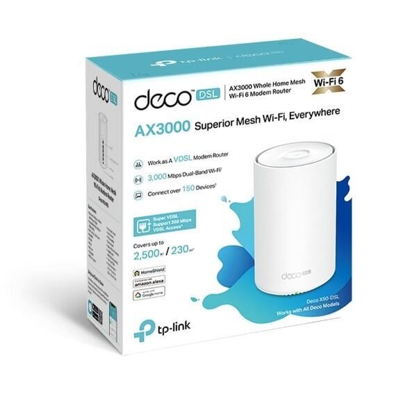 TP-Link Deco X50-DSL AX3000 Wi-Fi 6 Modem Router (VDSL Modem, Mesh)