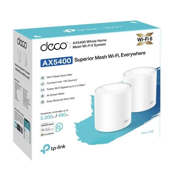 TP-Link DECO-X60 AX5400 Wi-Fi 6 Access Point (Mesh, HomeShield, 5400 Mbps)
