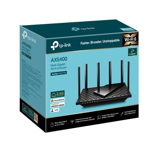 TP-Link ARCHER-AX72-PRO AX5400 Wi-Fi 6 Router (5400 Mbps, 2.5 Gbps WAN/LAN, OneMesh, VPN)