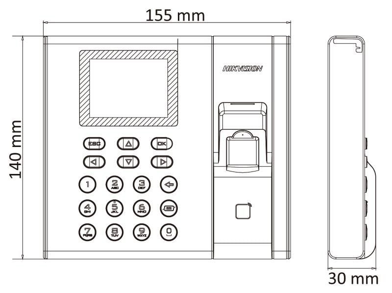 Hikvision DS-K1A8503EF Parmak İzi Zaman Takip Terminali (Parmak İzi ve Kart, TCP/IP, İç Mekan)