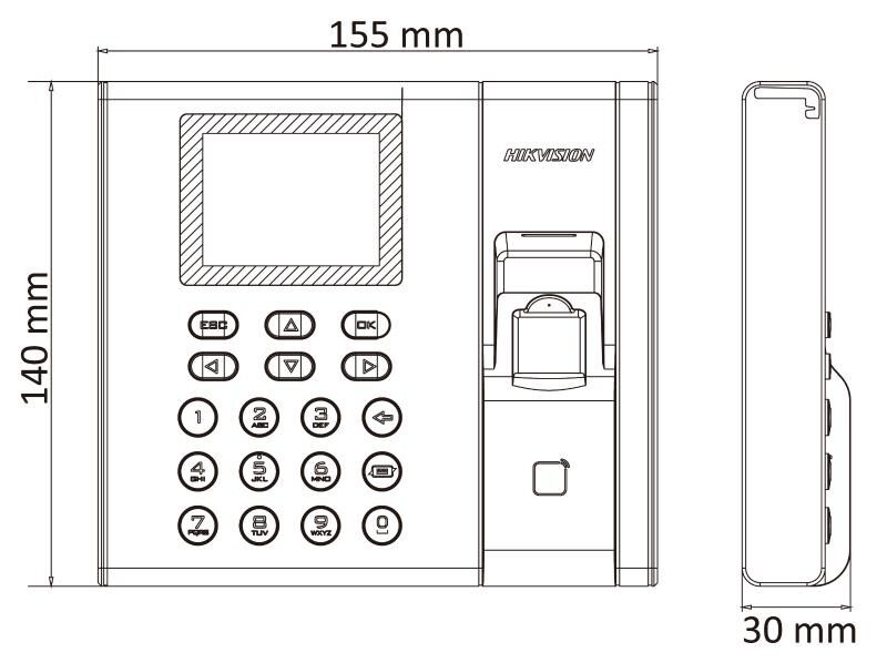 Hikvision DS-K1A8503MF-B Parmak İzi Zaman Takip Terminali (Parmak İzi ve Kart Doğrulama, TCP/IP, İç Mekan)