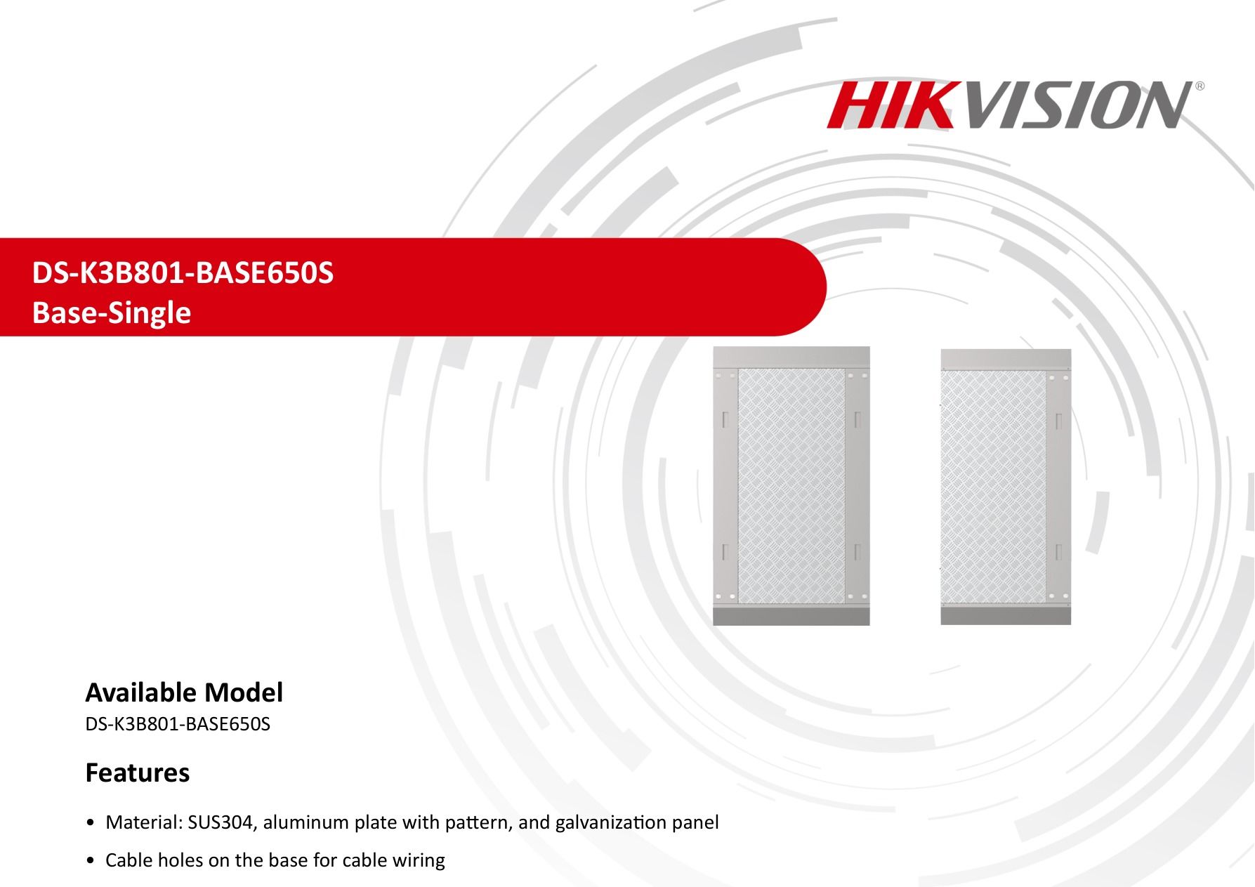 Hikvision DS-K3B801-BASE650S Erişim Kontrolü Ürünü (Base-Single, Ayak montajı, Kablo geçişi)