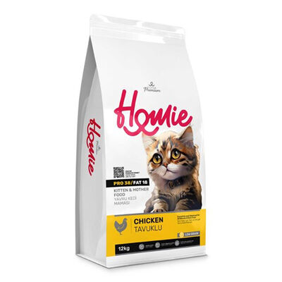 Homie Kitten Pro38 Düşük Tahıllı Tavuklu Yavru ve Anne Kedi Maması 12 Kg