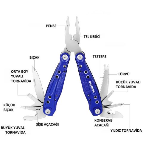 WORKPRO WP382003 15 IN 1 Çok Fonksiyonlu Profesyonel Pense Seti + Taşıma Kılıfı