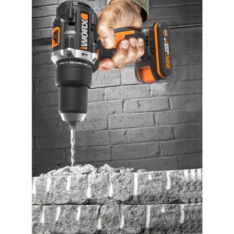 WORX WX352 20Volt/2.0Ah Li-ion Çift Akülü Kömürsüz Profesyonel Şarjlı Darbeli Matkap