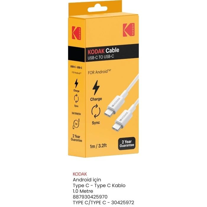 KODAK ANDROİD İÇİN TYPE-C-TYPE-C KABLO