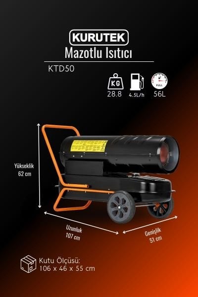 Kiralık Kurutek KTD-50 Bacasız Mazotlu Isıtıcı
