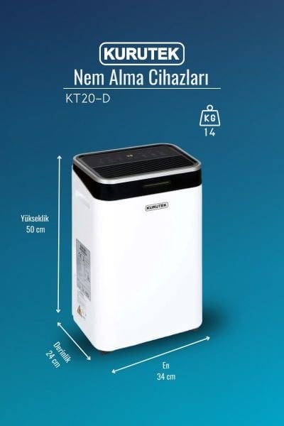 KT20-D Ev Tipi Nem Alma ve Hava Temizleme Cihazı Standart Garanti