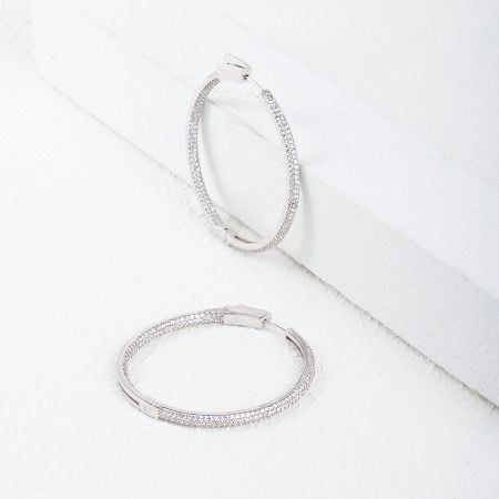 Zircon Stone Hoop Earrings