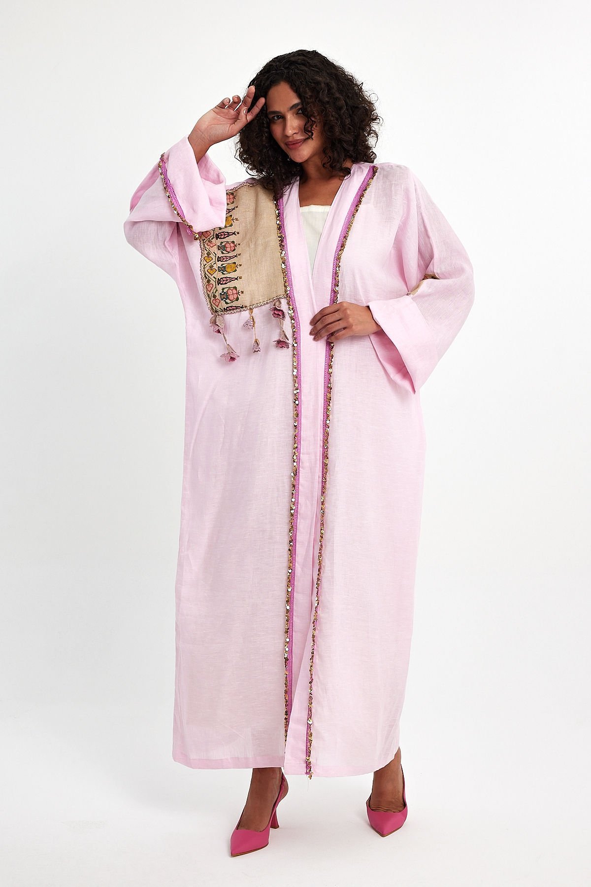 Pink Antique Piece Special Design Abaya