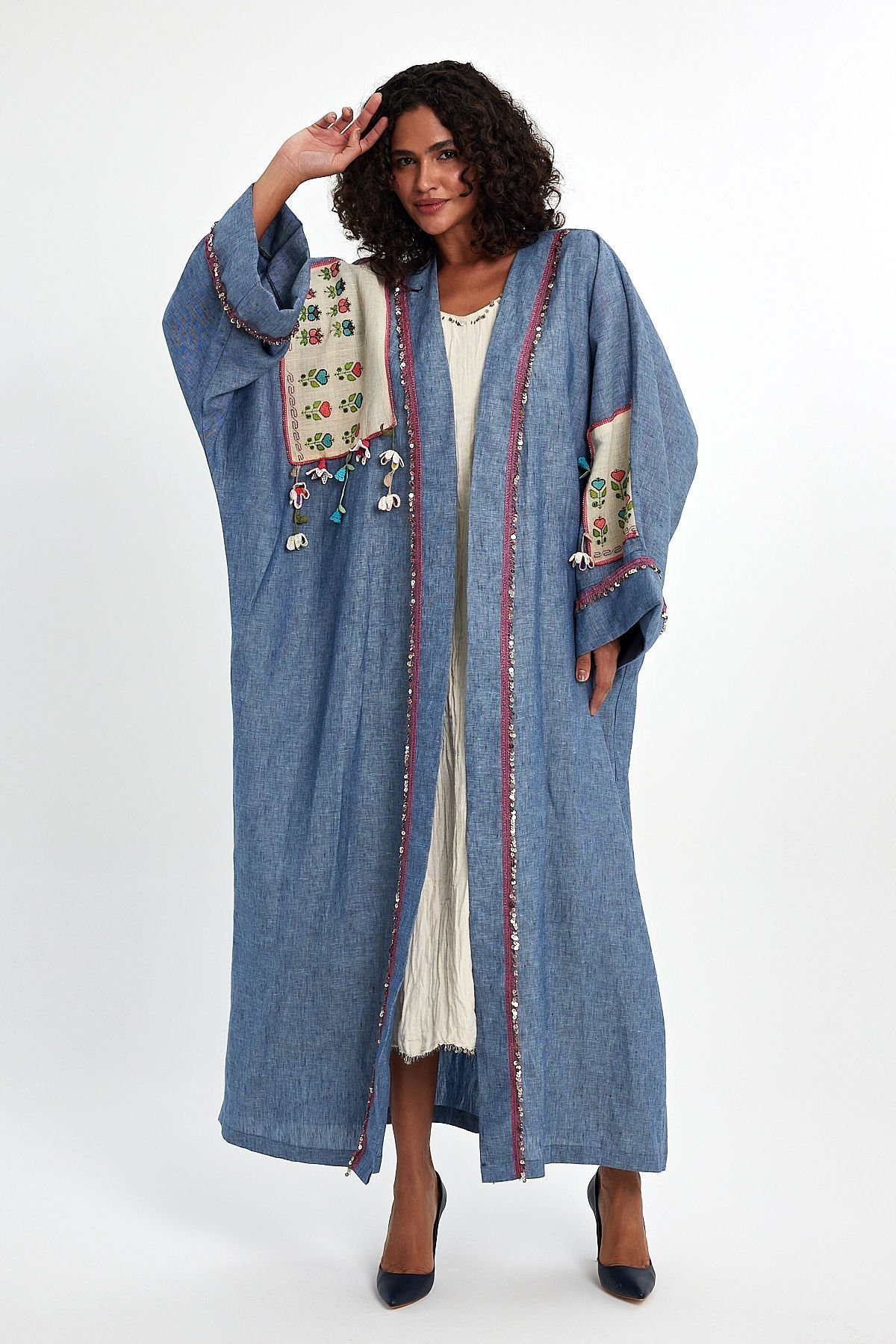 Dark Blue Antique Piece Special Design Abaya