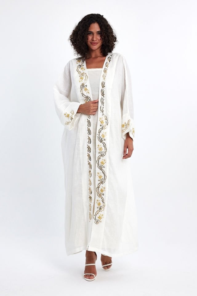 White Wire Wrap Special Design Abaya