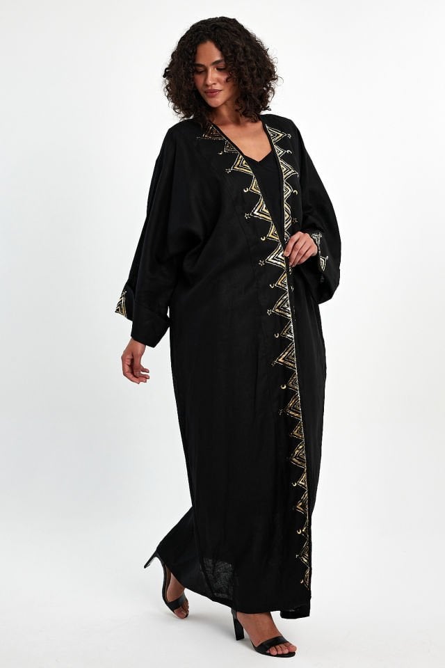 Black Wire Wrap Special Design Abaya