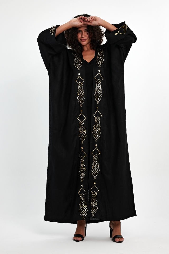 Black Wire Wrap Special Design Abaya