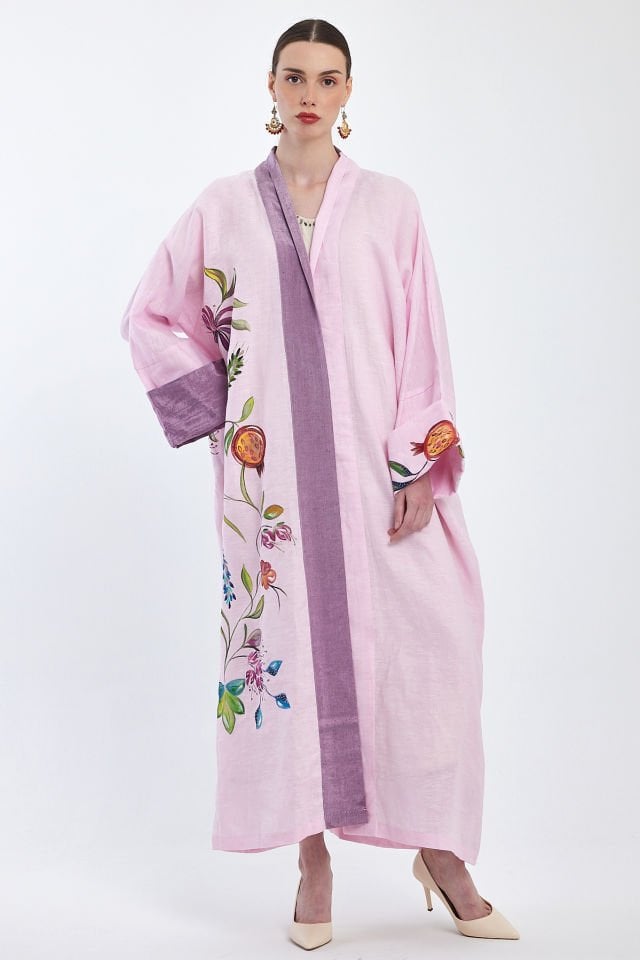 Hand Painting Linen Abaya
