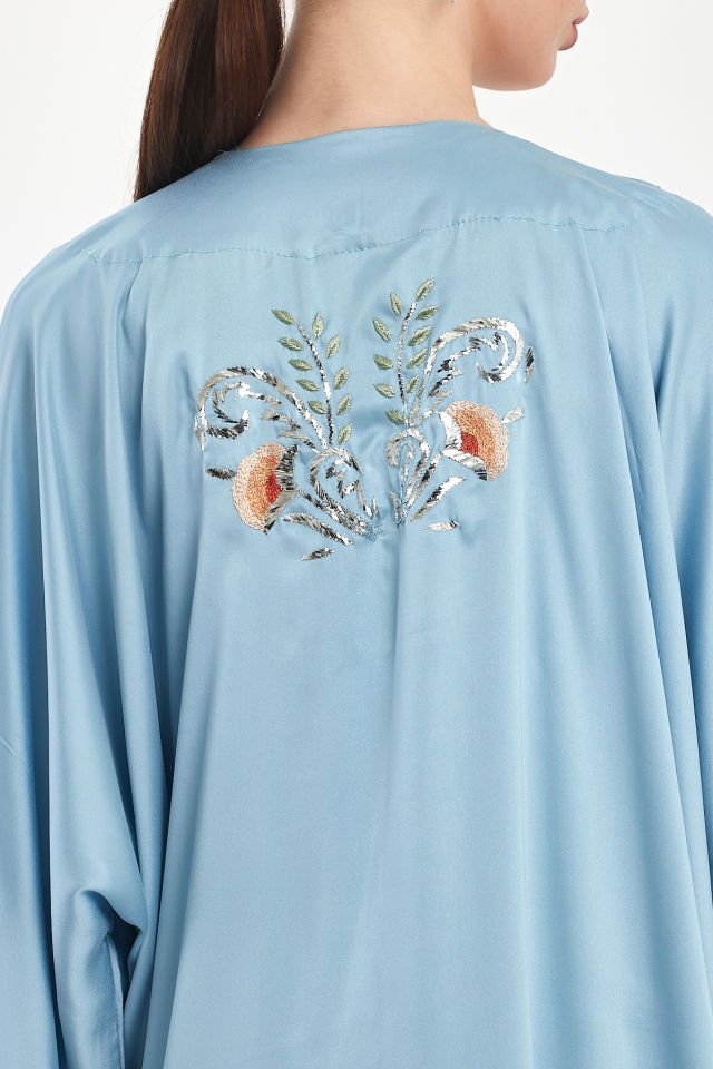 Abaya with Wire and Silk Embroidery on Luxury Silk Fabric