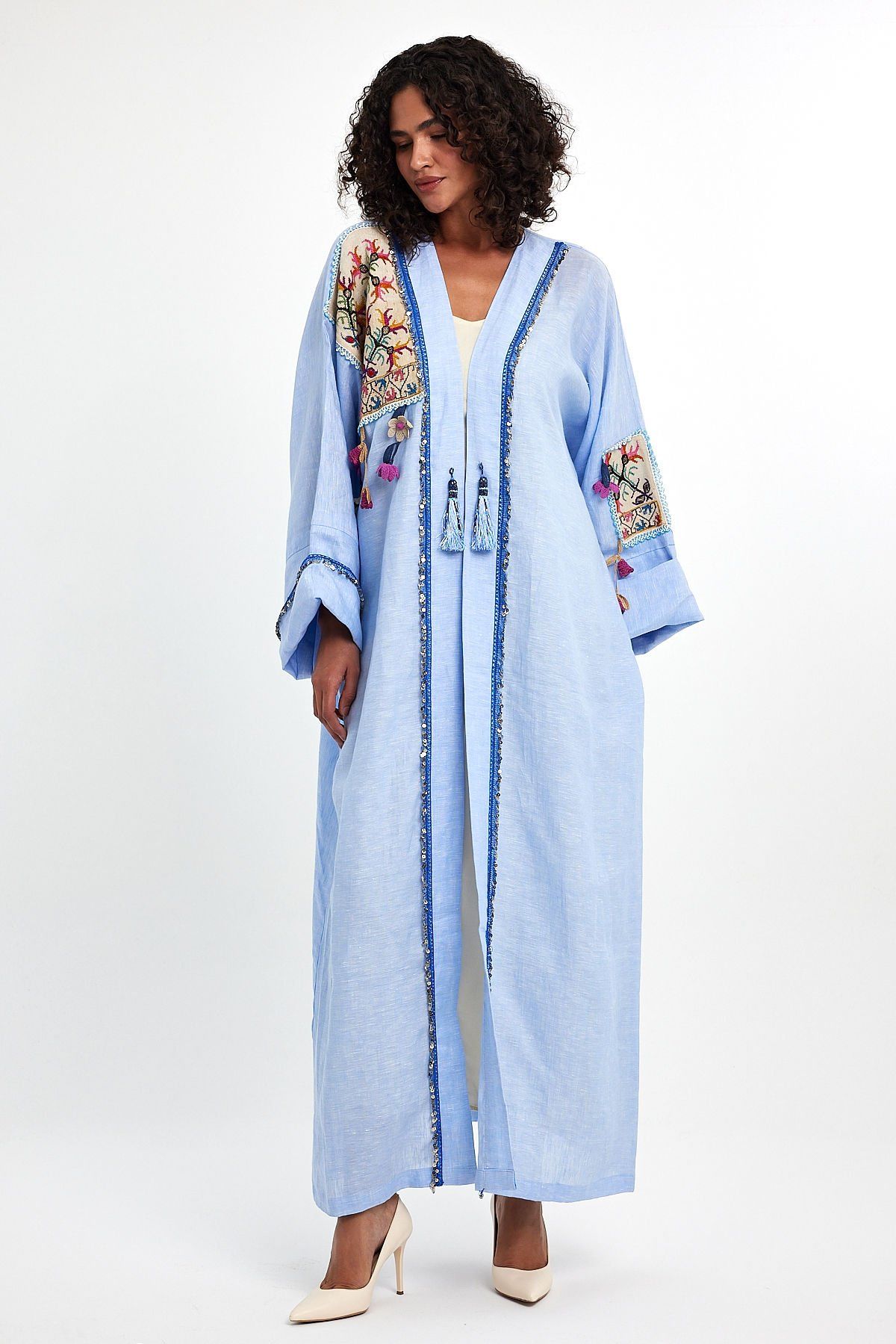 Light Blue Antique Piece Special Design Abaya