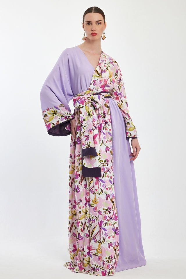 Patterned Double-Breasted Special Design Dress