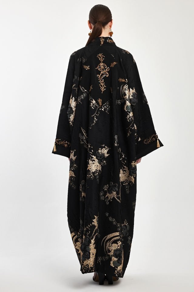 Black Color Brocade Fabric Special Design Abaya