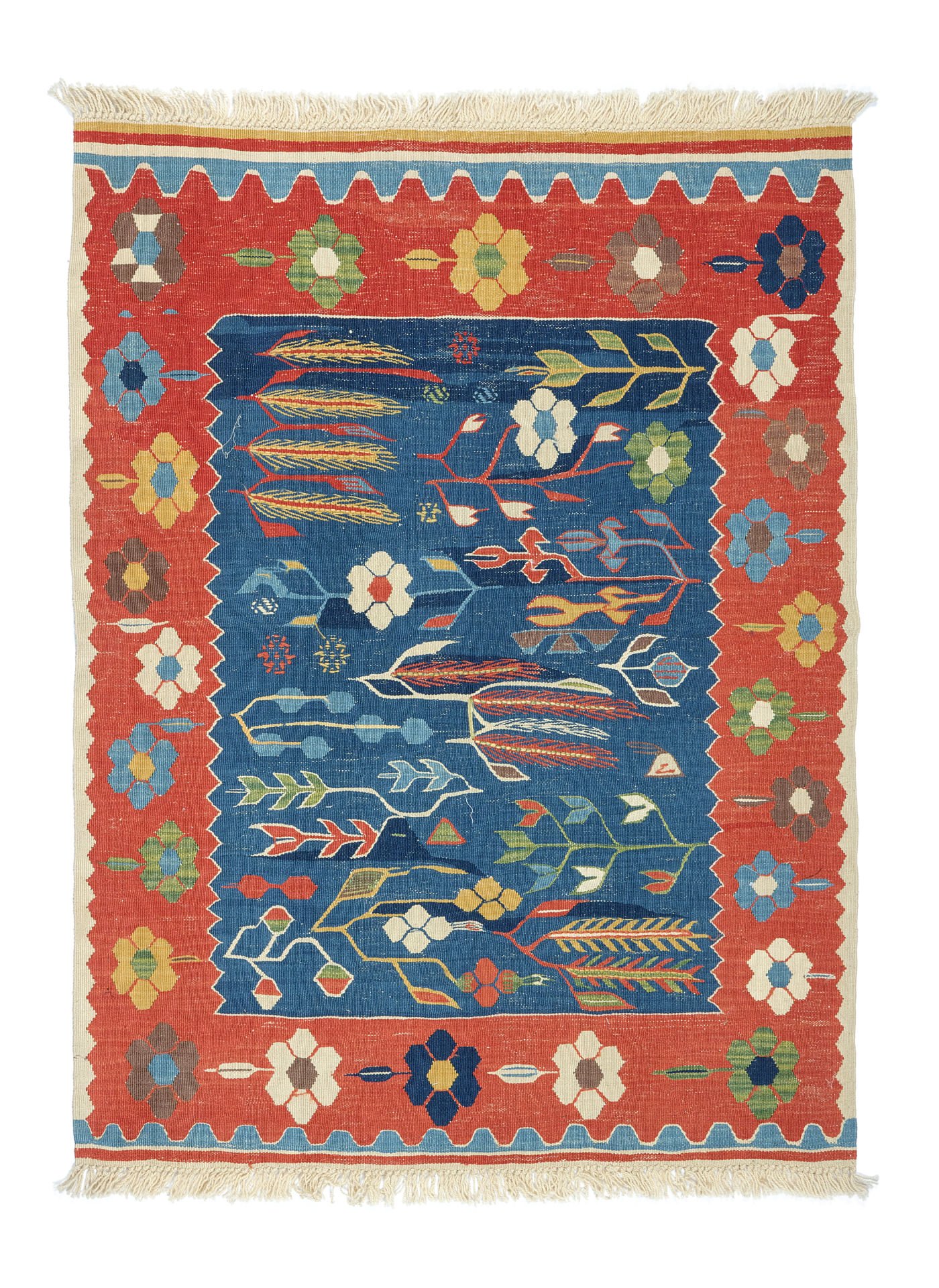 New Antique Wheat Patterned Anatolian Kilim Rug