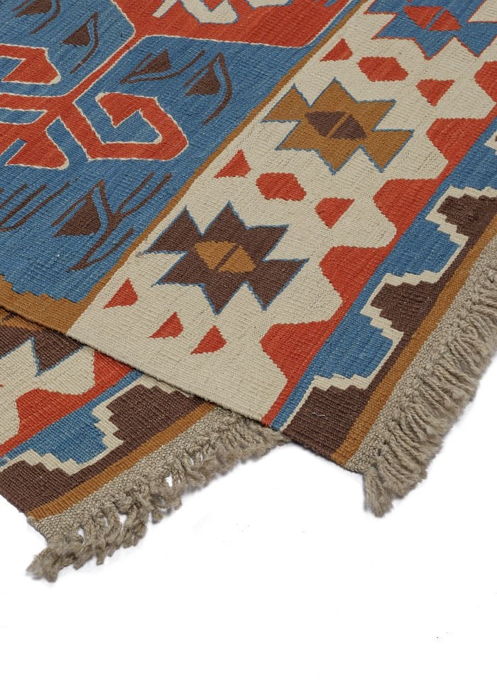 New Antique Hands On Hips Patterned Anatolian Kilim Rug