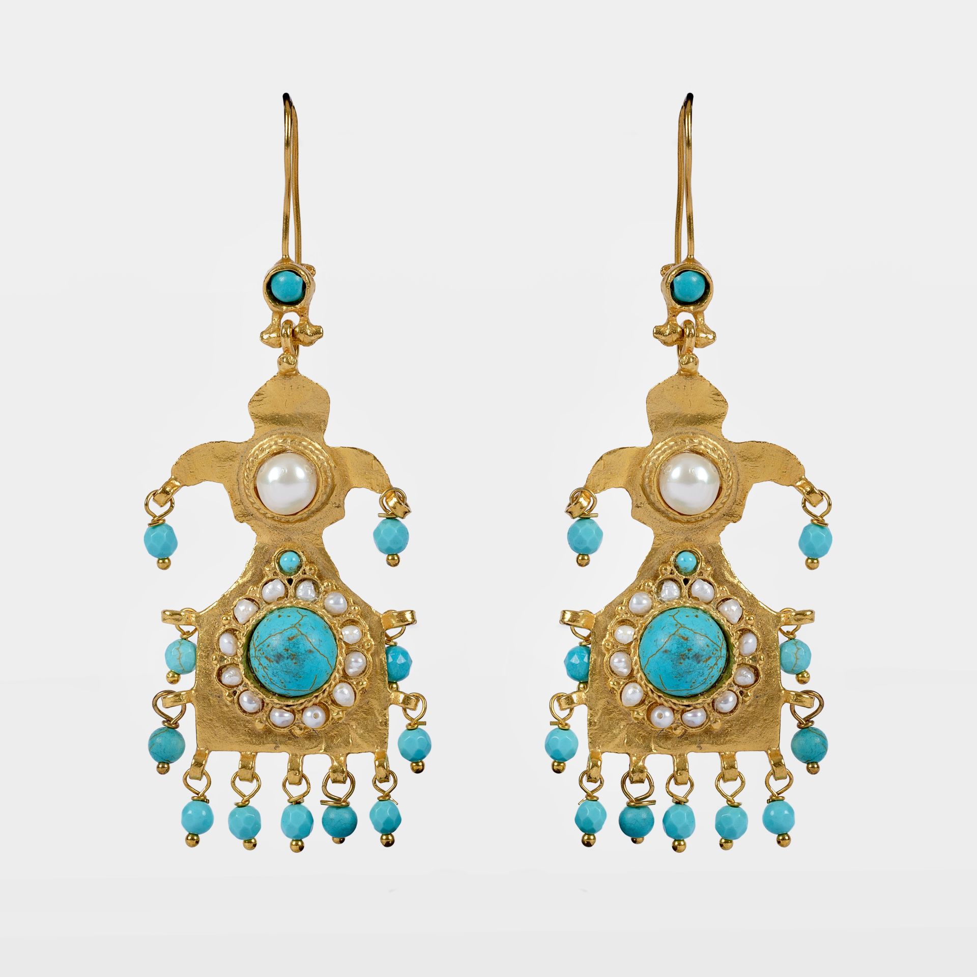 Gold Plated Beaded Dangling Earrings