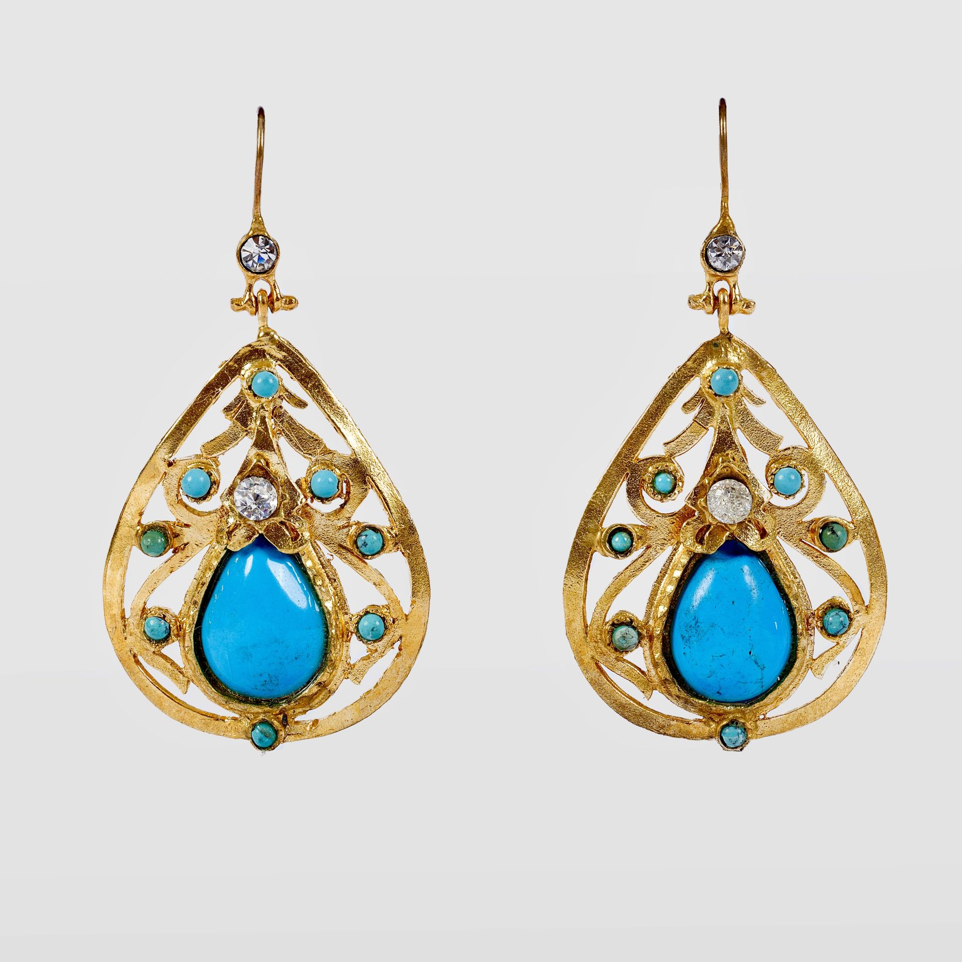 Gold Plated Turquoise Handmade Earrings