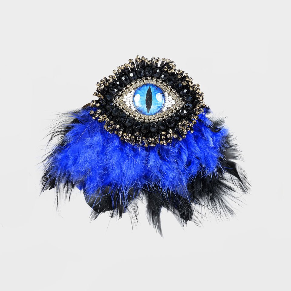 Feathered Blue Eye Brooch