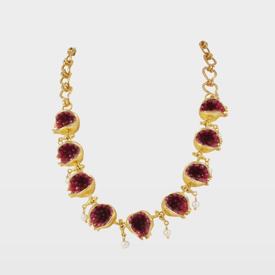 Gold Plated Necklace with Pomegranate Motif