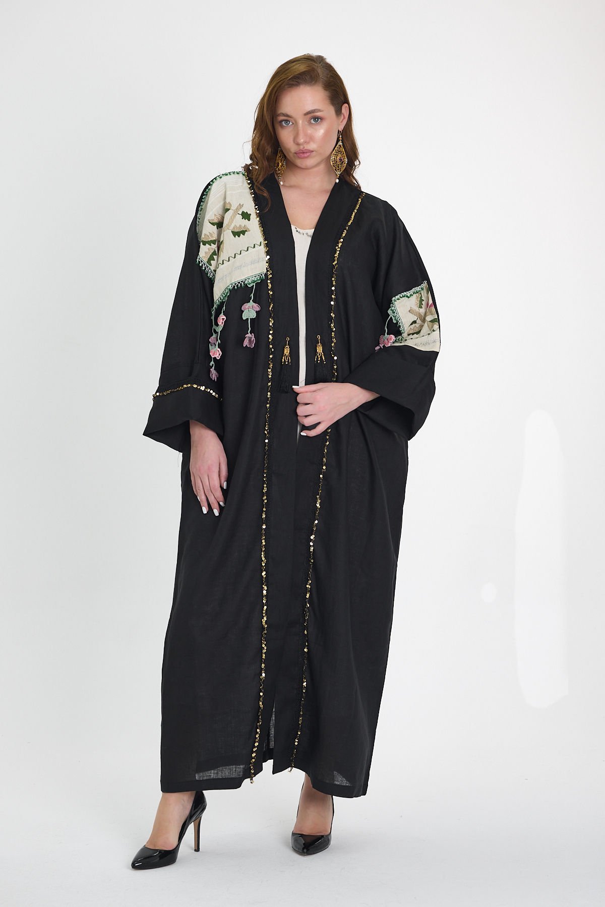 Antique Piece Black Special Design Abaya