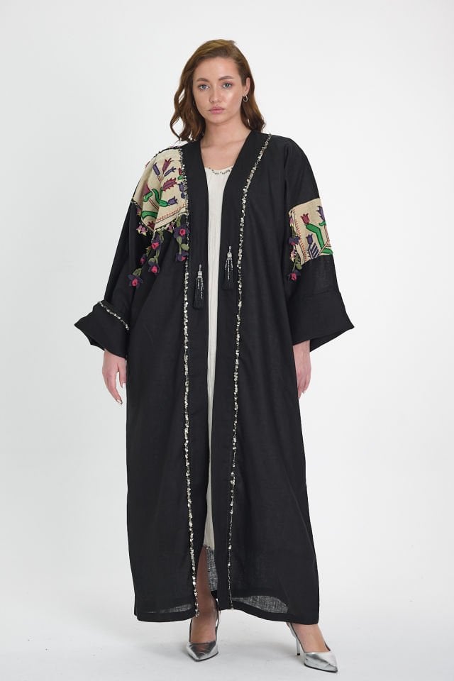 Antique Piece Black Special Design Abaya
