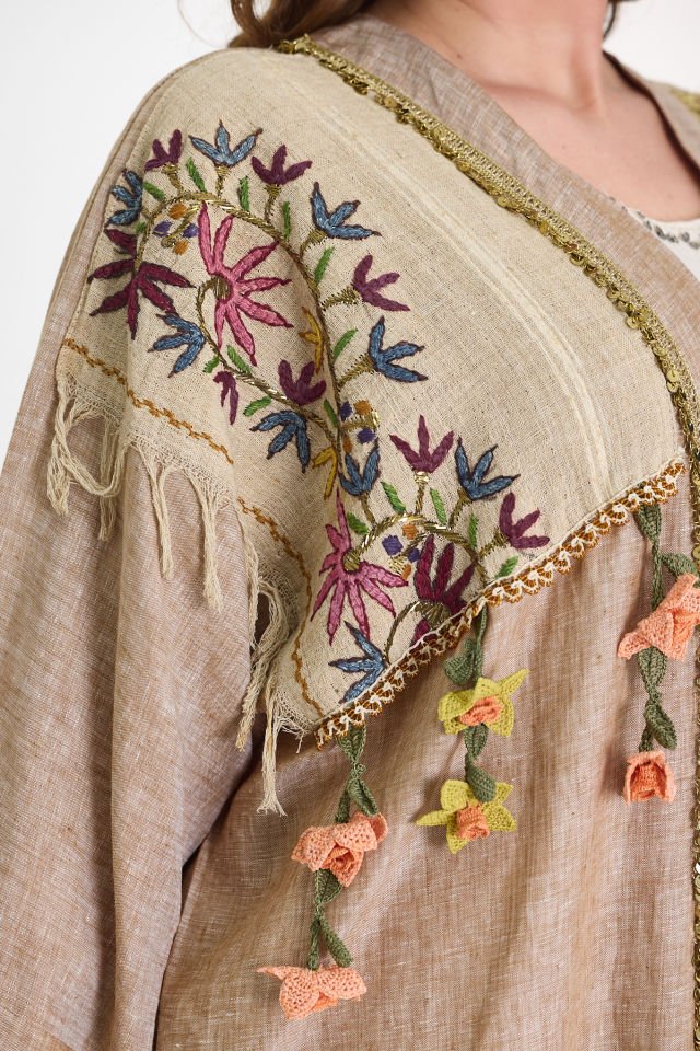 Antique Piece Beige Special Design Abaya