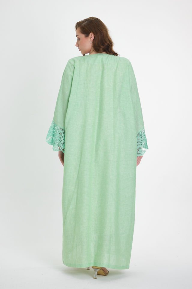 Green Crochet and Sarma with Silver Thread Abaya