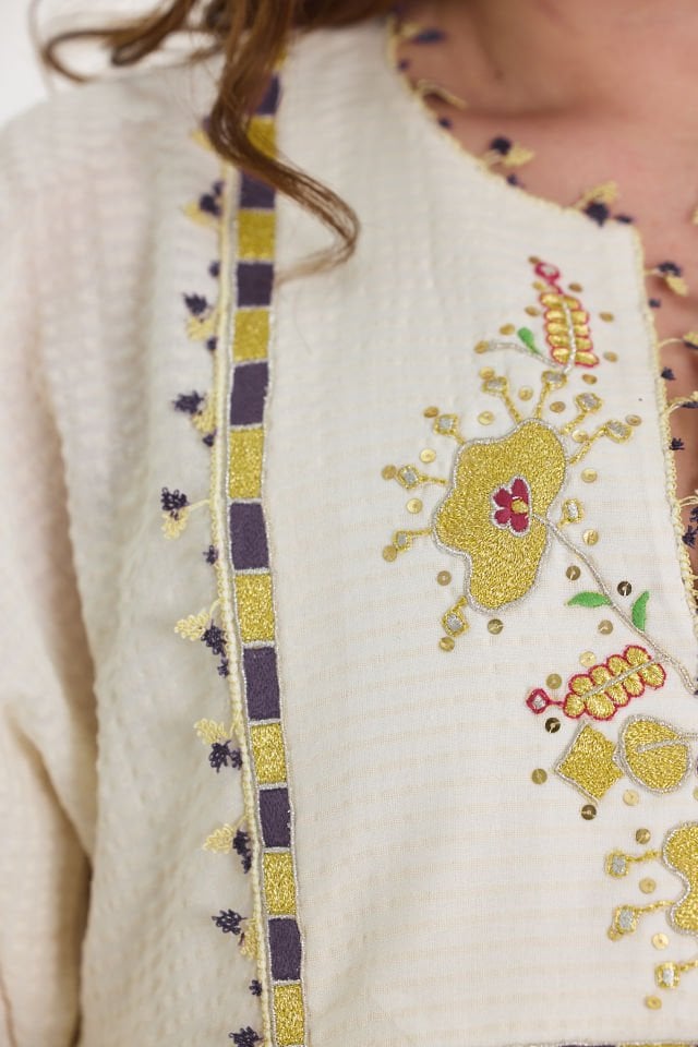 Handmade Silk Fabric Dress with Ottoman Motifs