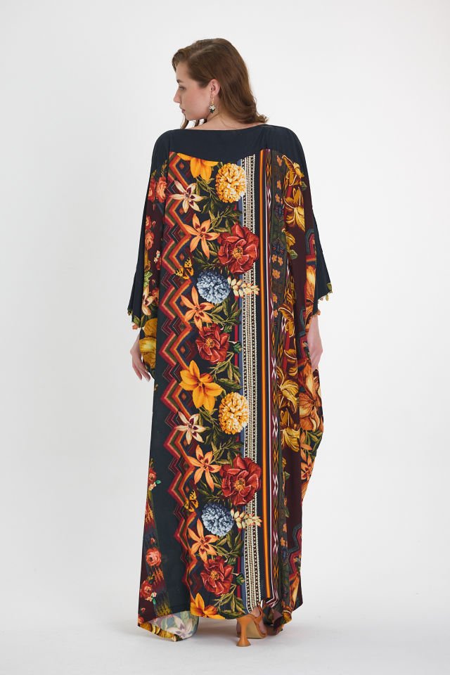 Patterned Cotton Kaftan Dress