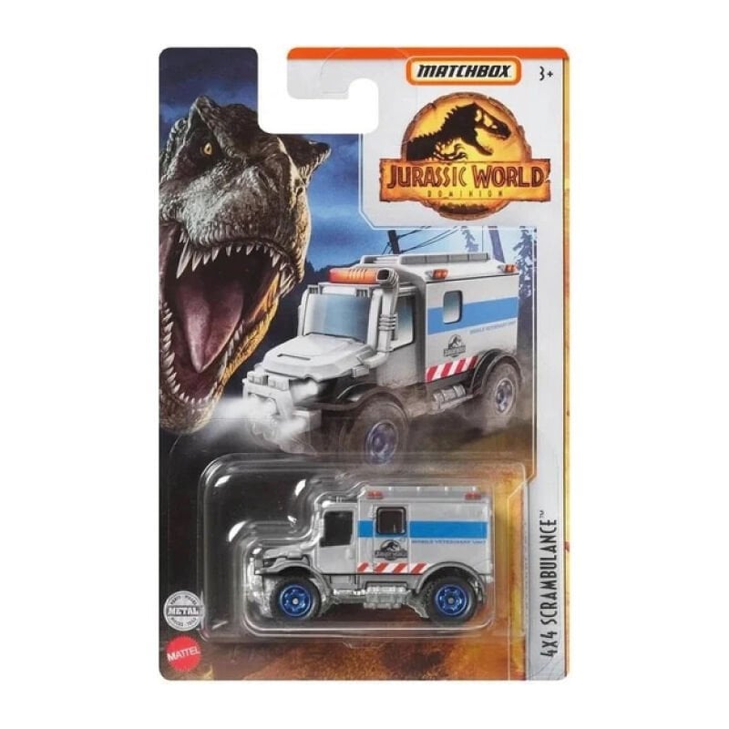 Matchbox 1/64 Ölçek Jurassic World Dominion Temalı Uzun Kart Araçlar HBH08 4x4 Scrambulance