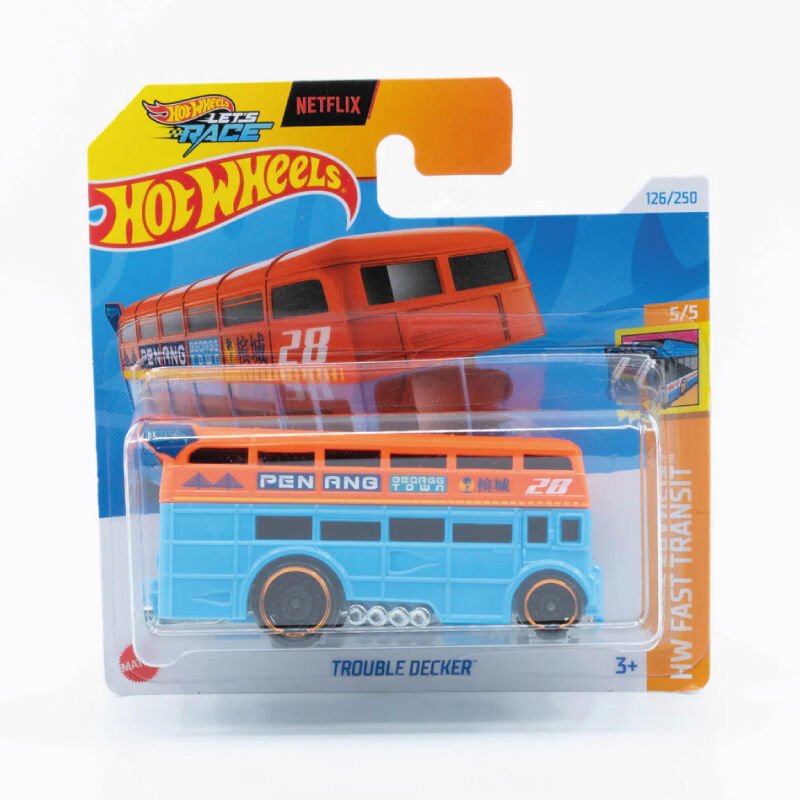 Hot Wheels 1/64 Ölçek Tekli Regular Arabalar HTD46 Hw Fast Transit / Trouble Decker (Mavi)