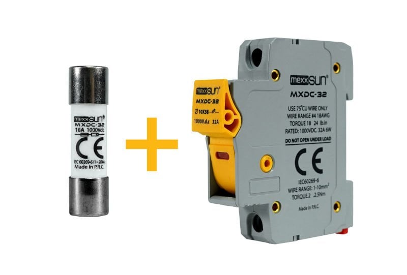 Mexxsun 16A DC Sigorta + Sigorta Yuvası (1000V)